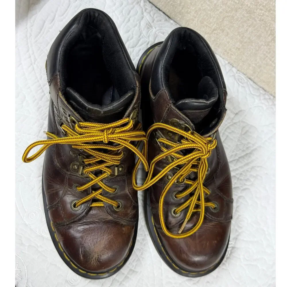 Dr Martens MeN 11 Brown 9728 Bark Brizzly Leather Hiking Boots Chunky Lace Up